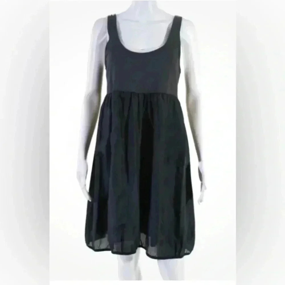 Woman THEORY gray White Silk Blend Sleeveless Dress Sz P XS EUC